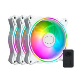 Cooler Master MasterFan MF120 Halo ARGB 120mm Fan, (3 Fan Pack), With Controller, White | MFL-B2DW-183PA-R1