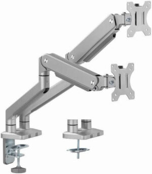 Newstar Dual Monitors Premium Aluminum Spring-Assisted Monitor Arm, Fits 17" to 32" Screens, 10kg Max Weight Capacity, Built-in Spring Tension, Cable Management, Detachable VESA, Silver | 91-LDT53C024