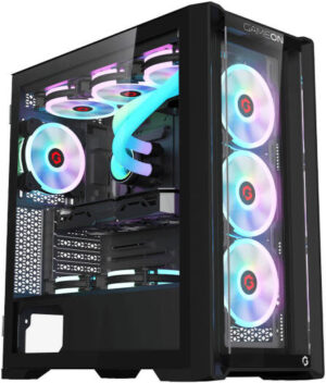 GAMEON Vortex Midnight Series Mid Tower E-ATX Gaming Case, 3.5 HDD*2 & 2.5 SSD*2 Drive Bays, Support Up to 360mm Radiator, 4* Pre installed ARGB Fans, USB 3.0 / USB 2.0 I/O - Black | GO-VORTEX-M