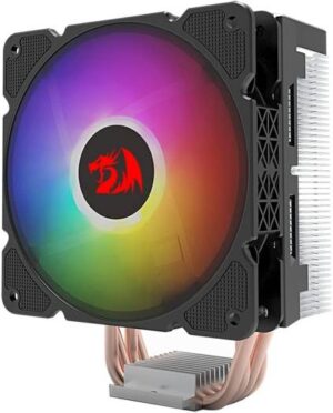 Redragon CC-2000 Effect RGB Air CPU Cooler, 120mm Fan with Heatsink, 1700rpm Max Speed, 61.5 CFM Airflow, 4 Heatpipes, 37.5 dB (A) Noise Level, Intel: 115x / 1366 / 2011 - AMD: AM4, Black | CC-2000