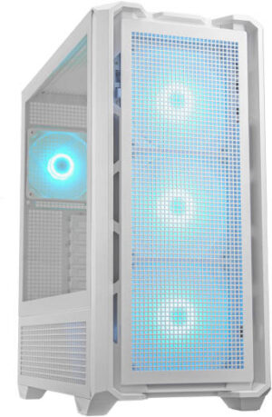 Cougar MX600 RGB ATX Full Tower PC Case, Up to 360MM Radiator & 400MM Graphics Card Support, 4*ARGB Pre-Installed Fans, PSU Shroud, USB-C Gen2*1, USB 3.0*2, Audio, RGB Button, White | 3857C90.0002