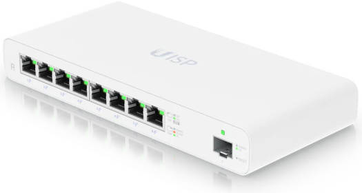 Ubiquiti UISP 8 Port Gigabit PoE Router, Up to 1 Gbps NAT Throughput, GbE RJ45 Ports with 27V Passive PoE Output / 1G SFP Port, Firewall and OSPF Routing, White | UISP-R