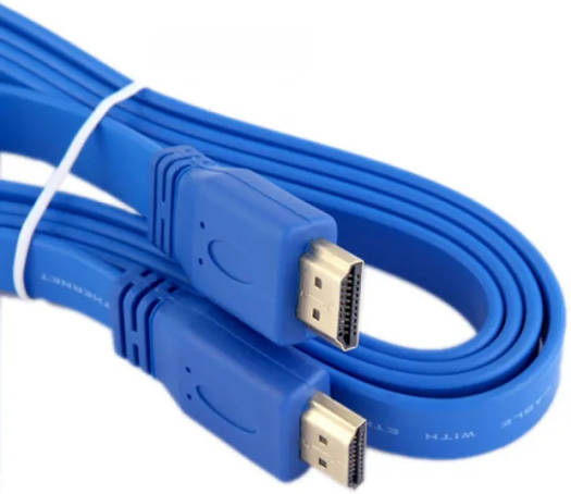 High Speed V1.4 HDMI Male to Male Universal Flat Cable, Full HD 1080p@60Hz, Ultra HD 3840×2160@30Hz, Up to 10.2 Gbps Transfer Rate, For TV / Projectors / Computer Monitors / Laptops, 1.5m, Blue - Image 3