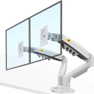 NB North Bayou Dual Monitor Arm, Full Motion Dual Monitor Stand, for Two 17-27 Inch Screens with 4.4-19.8 lbs Load Capacity per Display, White | F160
