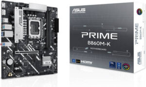 ASUS Prime B860M-K LGA 1851 Micro-ATX Motherboard LGA 1851 Micro-ATX Motherboard, Intel B860 Chipset, 2x DIMM DDR5 Slots, Up to 128GB Max Memory, 1x PCIe 4.0 x16 Slot, 2x M.2 Slots | 90MB1JT0-M0EAY0