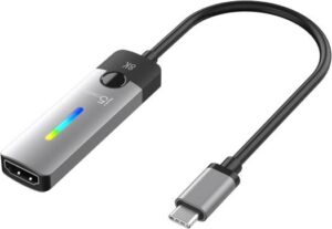 J5create USB-C to HDMI 2.1 8K Adapter, USB-C Male to HDMI Female Connector, Up to 7680 4320 @ 60 Hz Resolution, Aluminum Plastic Material, 1m Cable Length, Gray/Black | JCA157