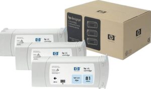 HP 81 3-Pack 680-ml Light Cyan DesignJet Dye Ink Cartridges | C5070A