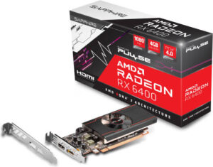 Sapphire Pulse AMD Radeon RX 6400 Low Profile Graphics Card, 4GB GDDR6 64-Bit Memory, 2321 MHz Boost Clock, 16Gbps Memory Clock, 768 Stream Processors, PCI-Express 4.0 x4 | 11315-01-20G