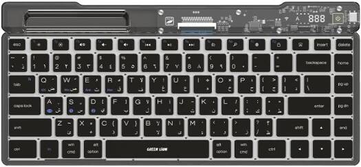 Green Lion Transparent keyboard, Universal Connectivity, LED Dispaly Screen, intelligent Energy Saving, 80 Hour Working Time, 10M Stable Wireless Transmission, Connect X3 Devices - Black