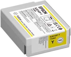 Epson SJIC42P-Y Ink Cartridge, For ColorWorks C4000e BK, Yield 50.0 ml, Fade and Water Resistant Prints, Yellow | C13T52M440