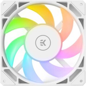 EK-Loop Fan FPT 120 D-RGB Fan, Fluid Dynamic Bearing, PWM & D-RGB Single Cable, EK-OmniLink Ecosystem, 550-2300 RPM Fan Speeds, 77.00 CFM Max Air Flow, White | 3831109898048