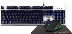 GAMDIAS HERMES E1C Mechanical Gaming Keyboard and Mouse 3 in 1 Combo, Wired RGB LED Backlit & 3200 DPI Ergonomic Mouse for Windows PC Desktop Gamers & Mouse Mat | GD-EIC-3-IN-1-COMBO