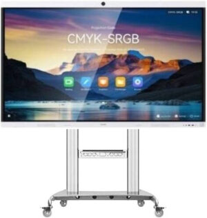 HUAWEI IdeaHub B3 Interactive Display 86" 4K D-LED + Skill Tech Motorized Telescopic Height-Adjustable TV Cart, 75"-100" Screen, 136.4kg Capacity, White | IHB3-86SA / SH-TW100