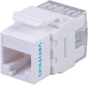 Vention Cat.6 UTP 180 Degree Keystone Jack Coupler, Wide Range of Uses, Made of ABS and PC Plastic, Gold Plated Connectors, White | IPEW0