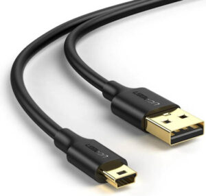 UGREEN USB 2.0 A Male to Mini 5 Pin Male Cable 1.5 Meter, Gold Plated Data Cable 480Mbps for PC, Laptops, Smartphones, Black | 10385