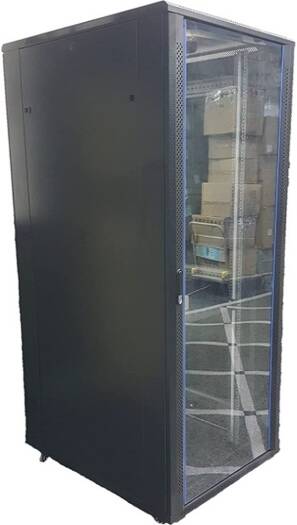 Aico 42U Server Rack Mount, With 1 Shelf / 4 Fans, Toughened Glass Door, Heavy Duty Castor, Dimension 800mm (W) x 800mm (D) x 2000 (H),Black | AIF800