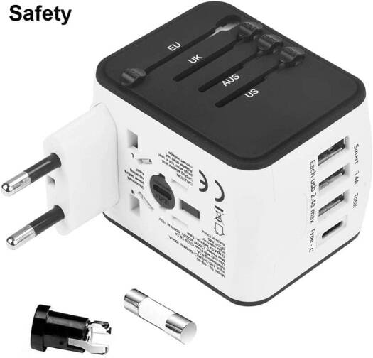 Generic Travel Adapter, Universal International Power Adapter with 3USB Port And Type-C International Wall Charger Worldwide AC Power Plug for Multi-nation Travel UK, EU, AU Over 200 Countries, White - Image 4