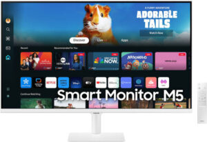 Samsung M5 M50D Smart Monitor, 27" FHD VA Display, 60Hz Refresh Rate, 4ms (GtG) Response Time, Wi-Fi & Bluetooth Connectivity, Built-In Speakers, HDR10, 1B Color Support, White | LS27DM501EMXUE