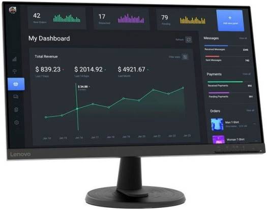 Lenovo C24-40 23.8'' VA FHD Flat Monitor, 75Hz Refresh Rate, 5ms Response Time, 16 9 Aspect Ratio, 16.7 Million Color Support, WLED Backlight, Tilt Angle, 8 Color Depth, HDMI, Black | 63DCKAT6UK