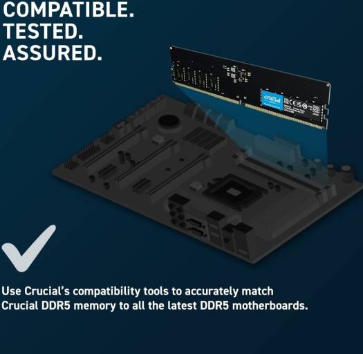 Crucial 32GB DDR5-PC5-38400 UDIMM Desktop Memory, 4800 MHz Memory Speed, CL40 CAS Latency, 1.1V Memory Voltage, Intel XMP 3.0, 288 Pin, Black | CT32G48C40U5 - Image 5