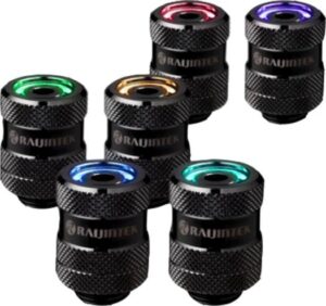 RAIJINTEK 0R40B00085 Pelias RGB-LED-Fittings - Black G1/4 OD 14mm