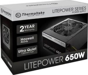 Thermaltake Litepower 650W Power Supply, Non Modular, ATX 2.3 & EPS, Active-PFC, PSU, 12cm, EU/Non, 80PLUS Black | PS-LTP-0650NN2ANK-2