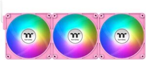 Thermaltake CT120 EX Reverse ARGB PC Cooling Fan, 120mm Sizes, Reversed Blades, 2000 RPM Fan Speed, 65.82 CFM Fan Airflow, Hydraulic Bearing Type, Pack of 3, Pink | CL-F225-PL12PK-A