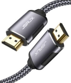 4K HDMI Cable 6.6FT, JSAUX HDMI 2.0 High Speed Gold Plated Connectors with Braided Cord Compatible With Ethernet/Audio Return Channel, Video @60Hz UHD 2160p, HD 1080p, 3D Xbox PlayStation PS3/4 (Grey)