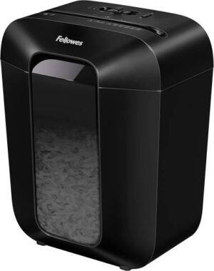Fellowes Light Duty Cross Cut Shredder, Patented Safety Lock, Shreds 9 Sheets Per Pass, 4.4 Gallon Bin, Medium Use, Quiet Operation, Can Shred Staples / Credit Cards / Paper Clips, Black | LX50