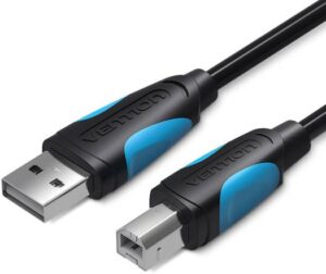 Vention USB2.0 A Male to B Male Print Cable, 480Mbps High Speed Printing, Signal Transmission, Nickel Platted Interface, Optional Ferrite Core, Stable Printing, 1 Meter, Black | VAS-A16-B100