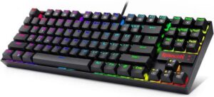 Redragon K552 Kumara 87-Keys Mechanical Gaming Keyboard, Red Key Switches, Anti-Ghosting Keys, Free N-Key Rollover, ABS Material, Wired Connectivity, English Keyboard Layout, Black | K552RGB-1-RED
