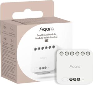 Aqara Dual Relay Module T2 with Matter,Requires Aqara Zigbee 3.0 Hub,Dry Contact Mode for Garage Doors and Boilers, Roller Shade Switch & Light Switch,Supports Homekit and Alexa