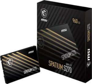 MSI Spatium S270 SATA III 2.5" Internal SSD, 960GB Capacity, Up to 500 MB/s Sequential Read & 450 Sequential Write Speed, Phison S11 Controller, 3D NAND Technology, 500TBW, Black | S78-440P130-P83
