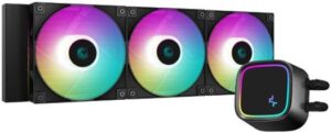 Deepcool LE720 ARGB AIO Liquid CPU Cooler, 360mm Radiator, 3x High-Performance aRGB Fans, 500~2250 RPM Fan Speed, 85.85 CFM Fan Airflow, Hydro Bearing Type, Black | R-LE720-BKAMMN-G-1
