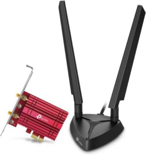 TP-Link WiFi 6E AX5400 PCIe WiFi Card, Tri Band Wireless Adapter with Bluetooth 5.2, WPA3, MU MIMO, OFDMA, Heat Sink, Low Profile Bracket, Supports Windows 1064bit, 11, Red | Archer TXE75E