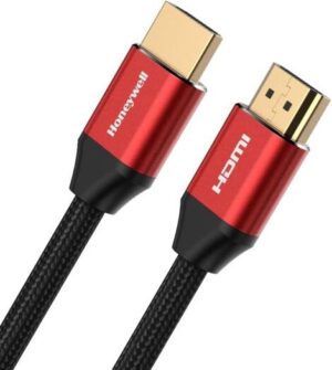 Honeywell High-Speed HDMI 2.1 Cable with Ethernet, 8k@60Hz, 4K@120Hz UHD Resolution, 2 Mtr(6.6ft), 48 GBPS High Speed, Compatible with All HDMI-Enabled Devices | HC000013/HDM/2M/RED/V2.1