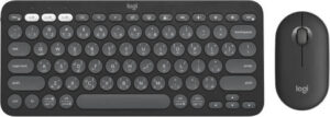 Logitech Pebble 2 Combo Keyboard, SmartWheel Technology, 17 Programmable Keys, Rechargeable Battery, Cross-Platform Compatibility, Multi-Device Support, Tonal Graphite | 920-012061