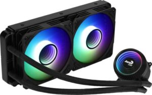 Aero Cool Mirage L240 240mm ARGB LIQUID CPU Cooler, Infinity Mirror RGB Design, 2x 120mm Hydraulic Bearing Fan, Up to 1800 rpm Speed, 72.2 CFM Airflow, 60000 Hrs MTBF, Black | Mirage-L240