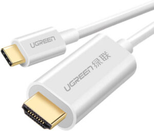UGREEN USB Type C to HDMI Cable, ABS Case, 24K Gold-Plated Connector, Anti-Interference, Anti-Oxidation, Multiple Interior Shielding, 1.5 Meter Length, White | 30841