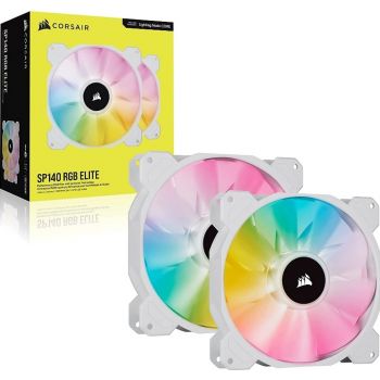 Corsair iCUE SP140 Dual Fan, RGB Elite Performance, 140mm White PWM, Kit with Lighting Node CORE | CO-9050139-WW - Image 2