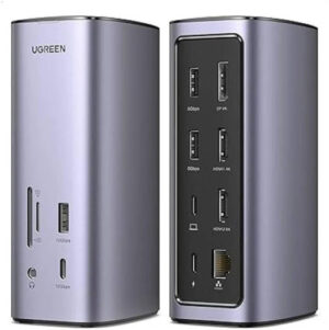 UGREEN Docking Station Triple Display, 12-in-1 8K MacBook Station with 2 HDMI, DP, 10 Gbps USB C and USB A 3.2, 100W PD Charging, Ethernet, Audio, SD TF Card Reader for MacOS, Windows | 90325