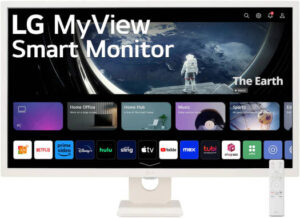 LG MyView 32SR50F-W Smart Monitor, 32" IPS Display, FHD Resolution, 60Hz Refresh Rate, 8ms (typ) Response Time, webOS, ThinQ Home Dashboard, Wi-Fi & Bluetooth Connectivity, White | 32SR50F-W