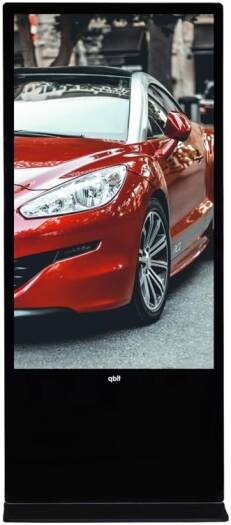 Qbit Kiosk Indoor Non Interactive Signage, 49" Inch Display, Floor standing, 4K UHD Cloud Control, HDMI/USB Port, LAN, Wifi, Black | 49QTKNIS4K