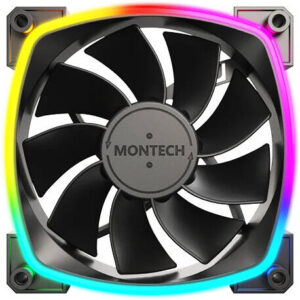 Montech RX120 PWM aRGB Case Fans, 120mm Fan Size, 1600 RPM Fan Speed, 59 CFM Airflow, Rifle Bearing Type, 4PIN PWM Smart Control, Sing Pack, Black | RX-120-BLACK