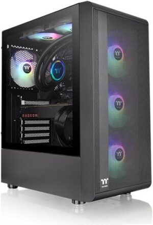Thermaltake S200 TG ARGB Mid Tower Chassis Computer Case, SPCC+Tempered Glass Material, Up to 360mm Radiator Support, Up to 6 Fans, Mesh Front Panel, Black | CA-1X2-00M1WN-00