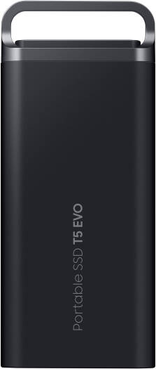 Samsung T5 EVO 2TB USB 3.2 Gen 1 Portable External SSD, Up to 460 MB/s Data Transfer Rate, Rubber Skin Design, AES 256-Bit Hardware Encryption, Integrated Hook - Black | MU-PH2T0S/WW