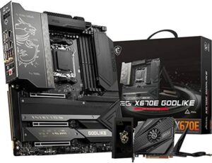 MSI MEG X670E GODLIKE AM5 E-ATX Motherboard, AMD X670 Chipset, 4 x DDR5 128GB Max Memory, I225V 2.5Gbps LAN, AMD Wi-Fi 6E, Bluetooth 5.2, 3x PCIe 5.0 x16, 4x M.2 Slot, USB 3.2/2.0 | 911-7D68-001