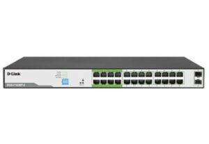 D-Link 250M 24-Port 1000Mbps PoE Switch, With 2 SFP Ports, IEEE 802.3af/at POE, 250W Total Power Budget, Plug and Play Installation | DGS-F1026P-E