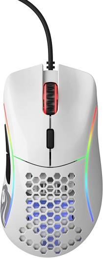 Glorious Model D Minus Gaming Mouse, Adjustable 12000 DPI Sensor, 250+ IPS Tracking Speed, 8 Effects RGB Illumination, 6 Program Buttons, 2m USB 2.0 Cable, Glossy White | GLO-MS-DM-GW