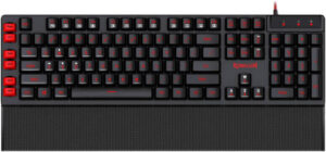 Redragon K505 Yaksa Full Size Gaming Keyboard, Membrane Key Switch, 12 Multimedia Keys, Splash-Proof Design, 5 Programmable Macro Keys, 7-Color Backlit Keys, Wired Connectivity, Black | K505